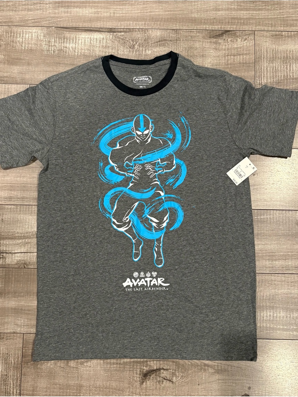 : The Last Airbender Men's Grey Graphic Tee with Blue Print